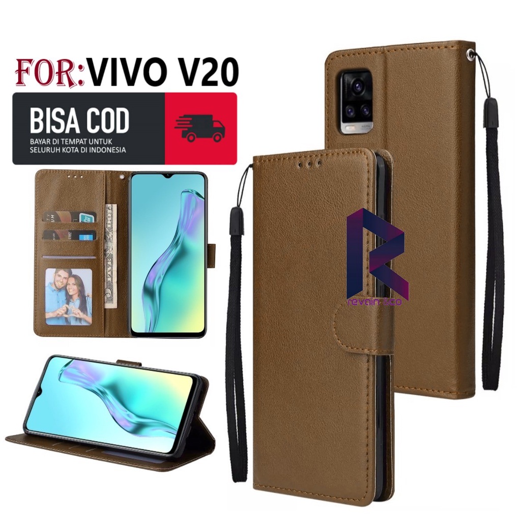 FLIP COVER VIVO V20 CASING DOMPET FLIP WALLET LEATHER KULIT PREMIUM SARUNG BUKA TUTUP FLIP CASE VIVO V20