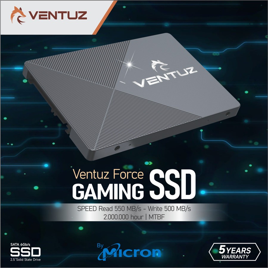 SSD VENTUZ FORCE METAL MICRON Chip 500-550mbps 2.5 Inc SATA 3