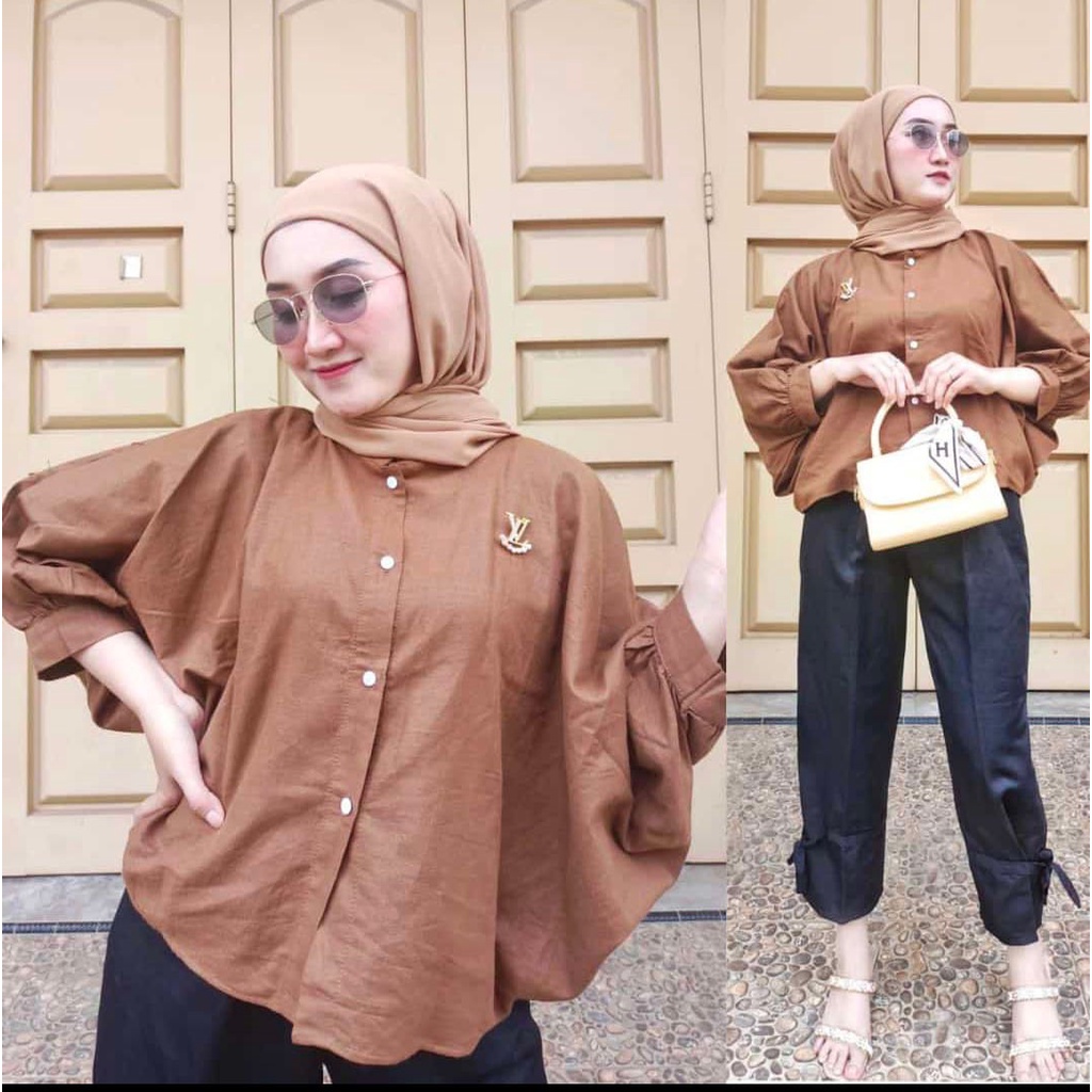 KEMEJA WANITA BATWING POLOS OVER SIZE