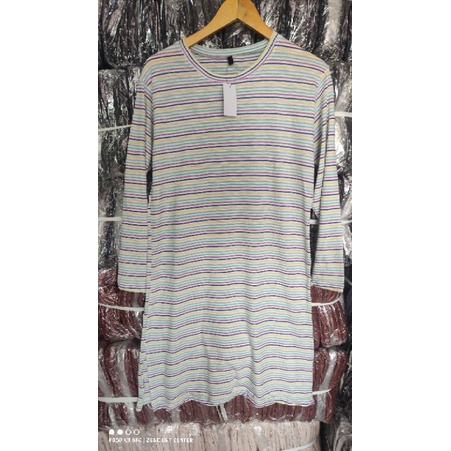 TUNIK KAOS STRIPE WANITA / RIB KATUN