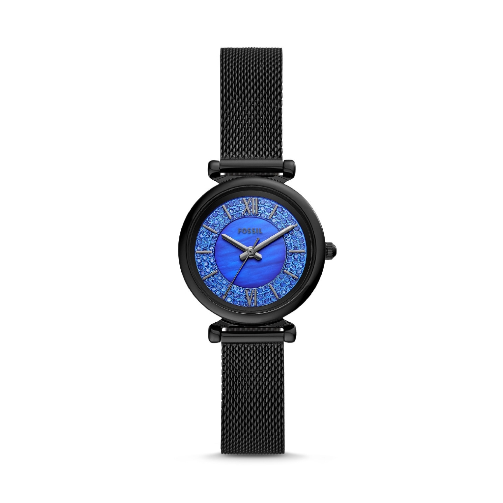 Fossil Carlie Mini Three-Hand Black Stainless Steel Watch ES4838 Jam Tangan Wanita