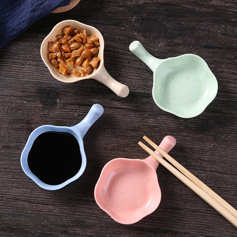 [ Featured ]  Eco-friendly Wheat Straw Seasoning dish with Handle / Appetizers Snack Plates / Vinegar Dipping Dish Kitchen Utensils Gadget Accessories