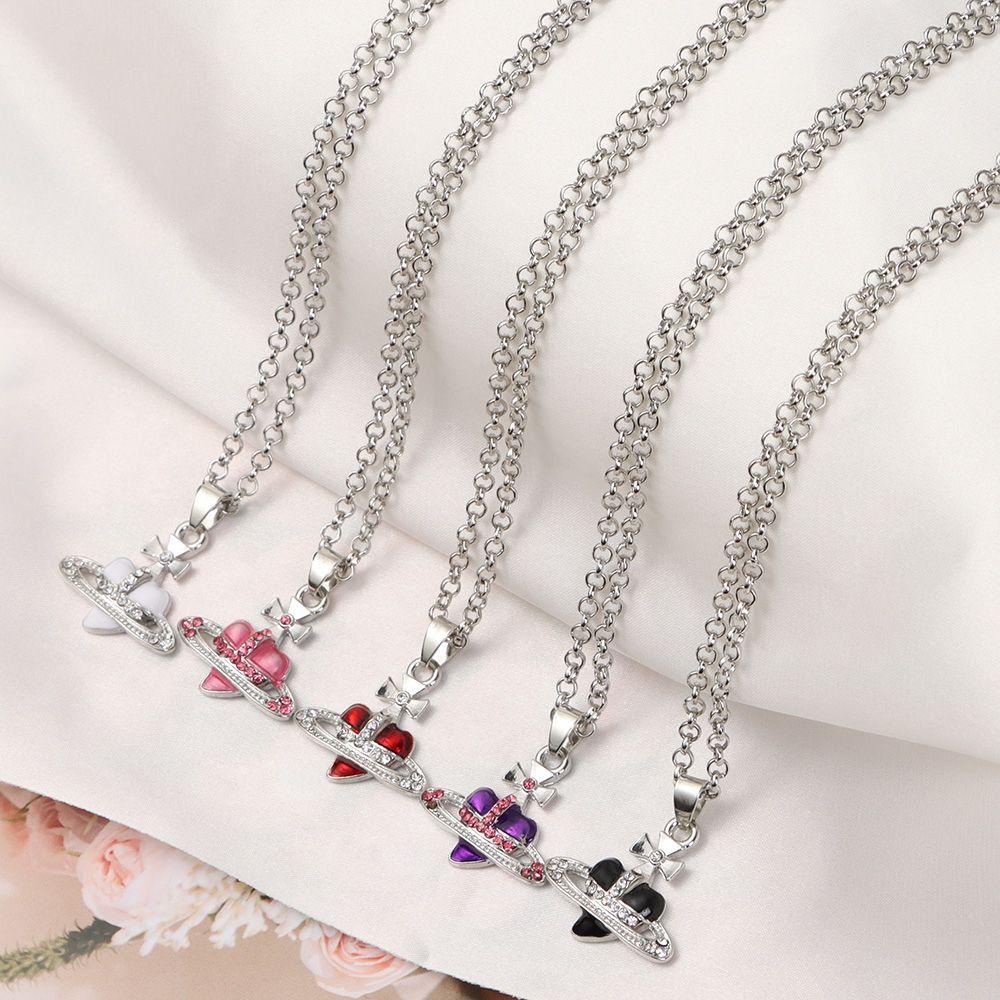 Kalung Hati Nanas Ins Style Vintage Fashion Jewelry Necklaces Untuk Wanita Women Hadiah Rantai Klavikula