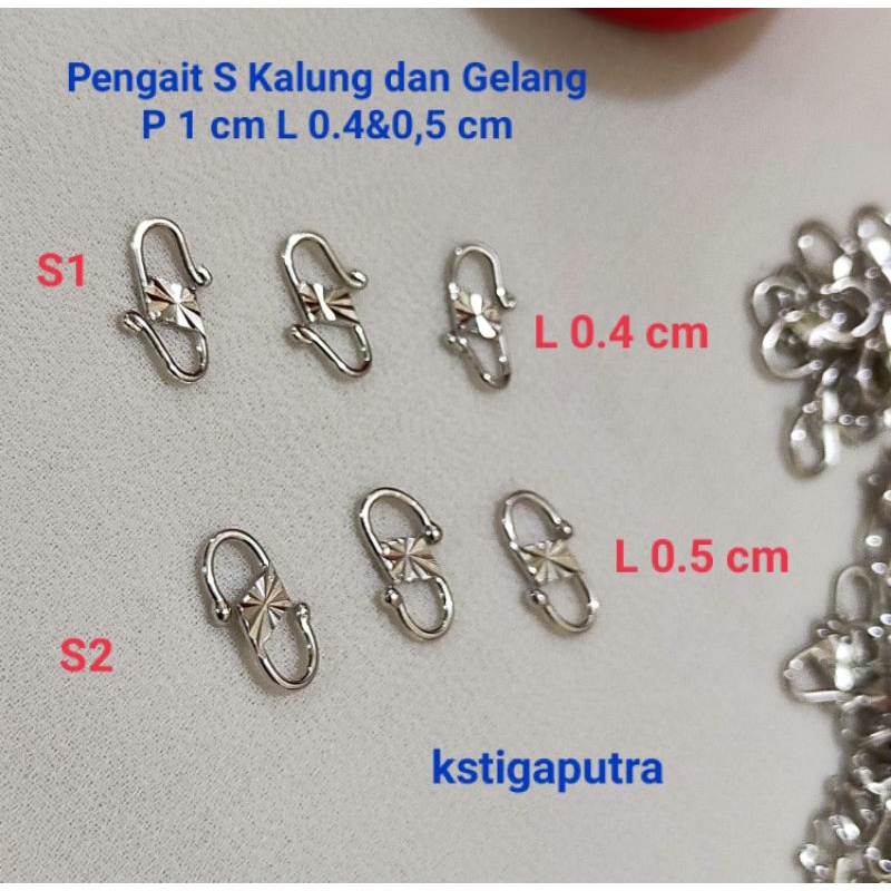 Pengait s Kalung dan Gelang Perak 925 Lapis Emas Putih