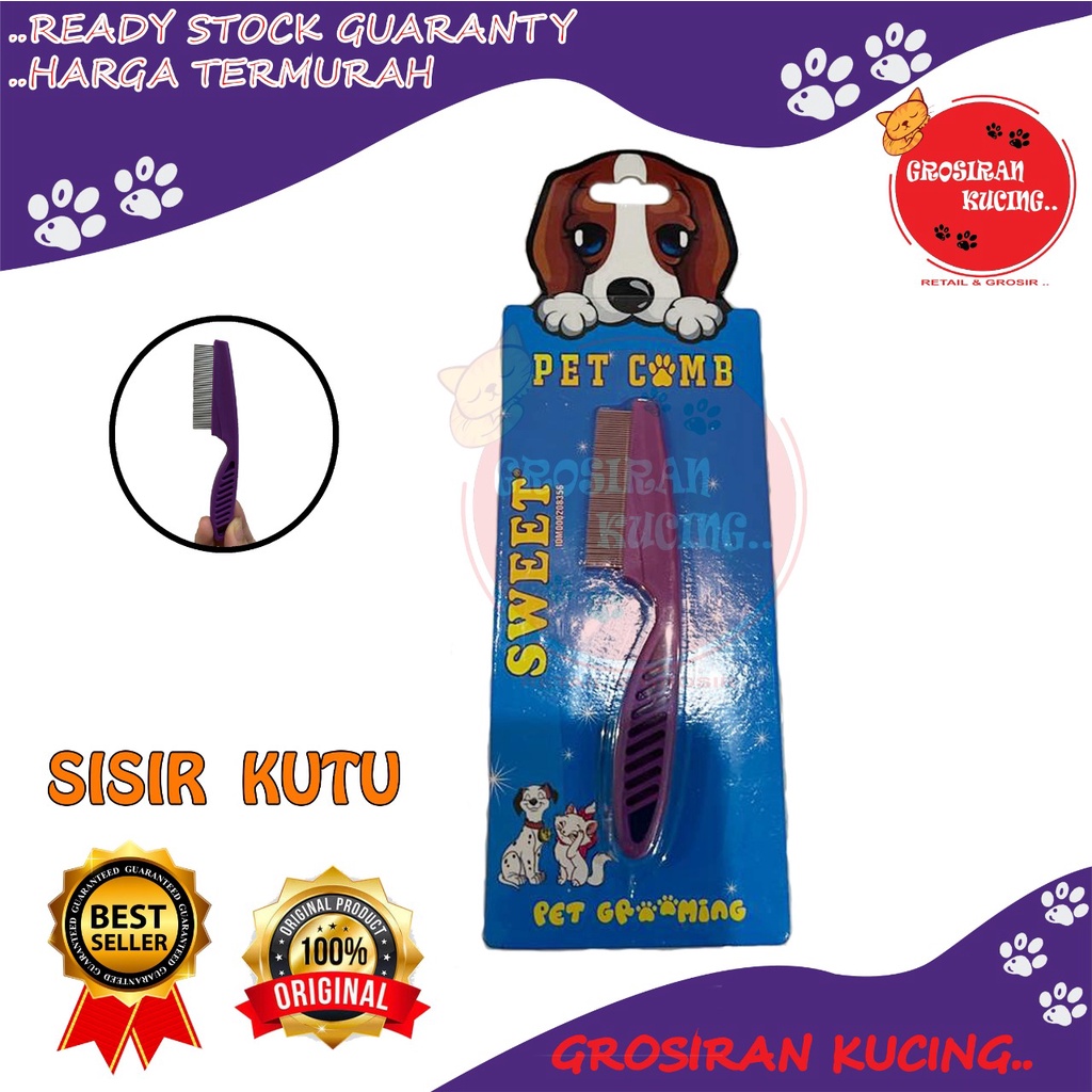 Sisir Kutu Logam Anjing Kucing  / Serit Kutu Gagang Panjang