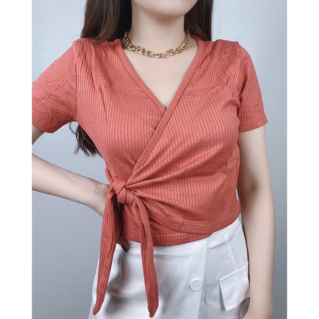 Luna bow Top 075 / Crop top wanita / atasan rajut