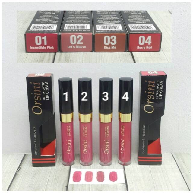 ORSINI Ultra Matte Lip Cream with Vitamin E + Jojoba Oil Halal dan Vegan / RESMI BPOM no 1 /2/3/4