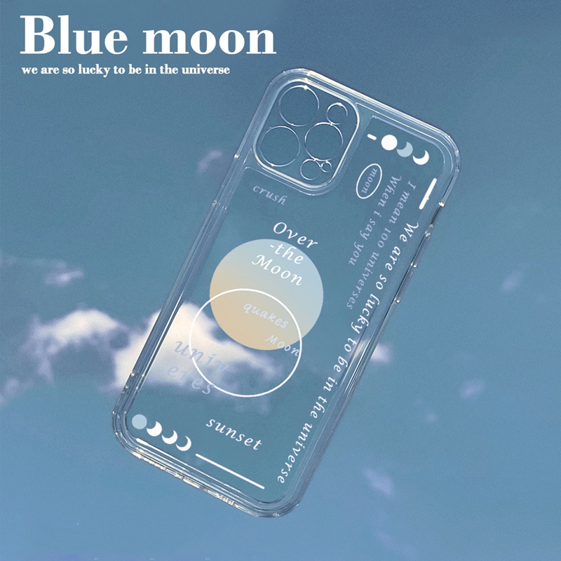 Soft Case Bening Motif Lukisan Bulan Untuk iPhone 13 Pro Max 12 11 Xr Xs 7 8 Plus 6 6S Plus