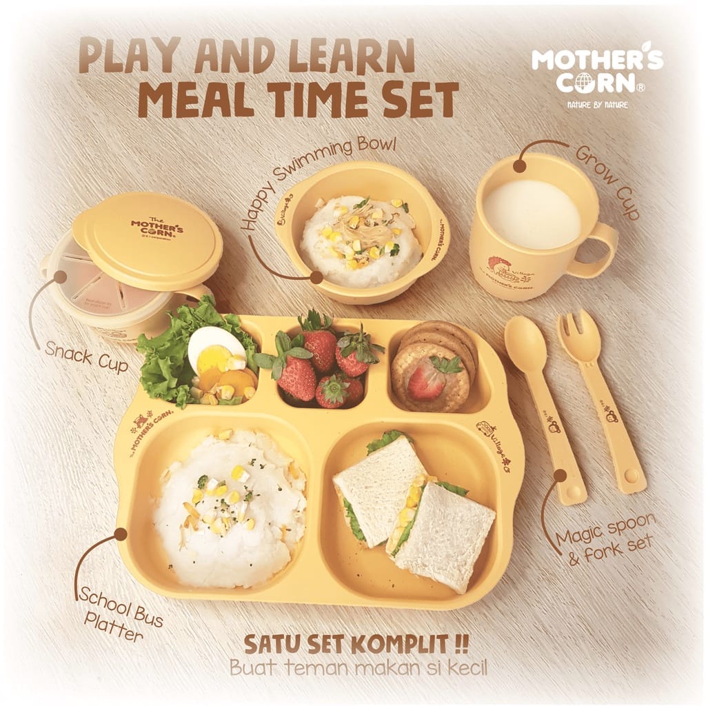 Mother's Corn Play &amp; Learn Mealtime Set - Peralatan Makan Anak