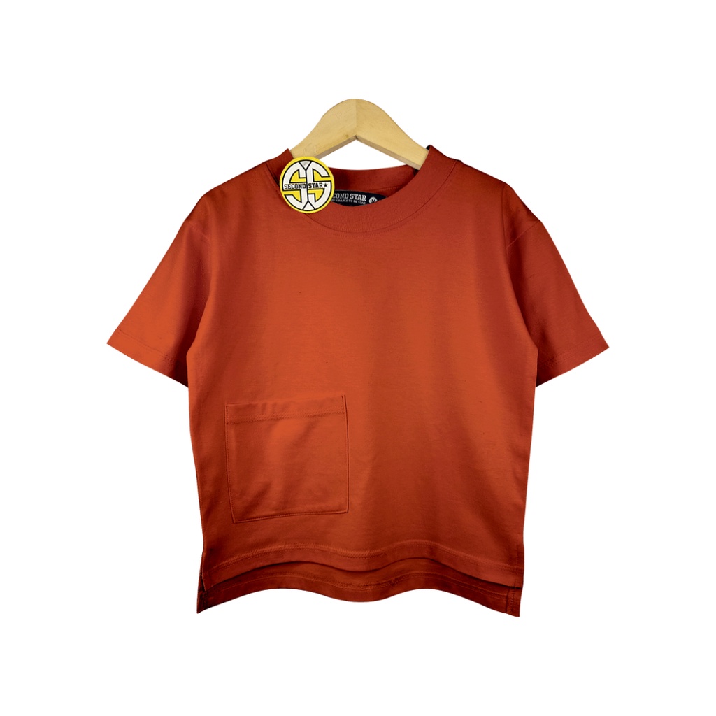 Second star - Oversize Pocket Kids Tees Kaos Polos Anak Saku Warna Pastel Katun Combed 24s Laki-laki Perempuan Unisex 1-8 tahun - Amr197