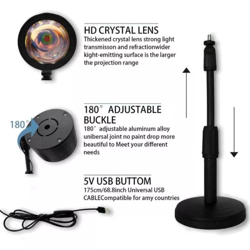 Lampu Sunset LED Lampu Tidur Proyektor Fill Night Lamp Plus Tripod LAMPU HIASAN