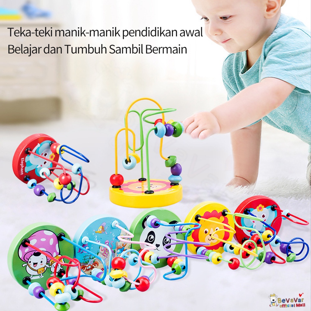 BEVAVAR Wooden Toys Mini Round Beads Mainan Alur Kawat Kecil Wire Maze Game