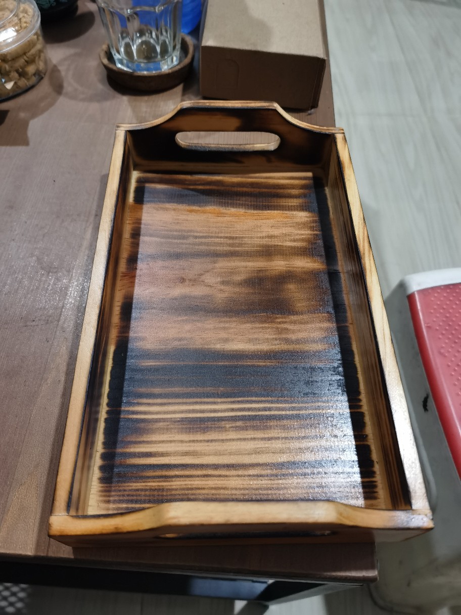 Nampan Kayu / Baki Kayu / Tray Kayu Pinus 28 X 18 Bakaran Melengkung