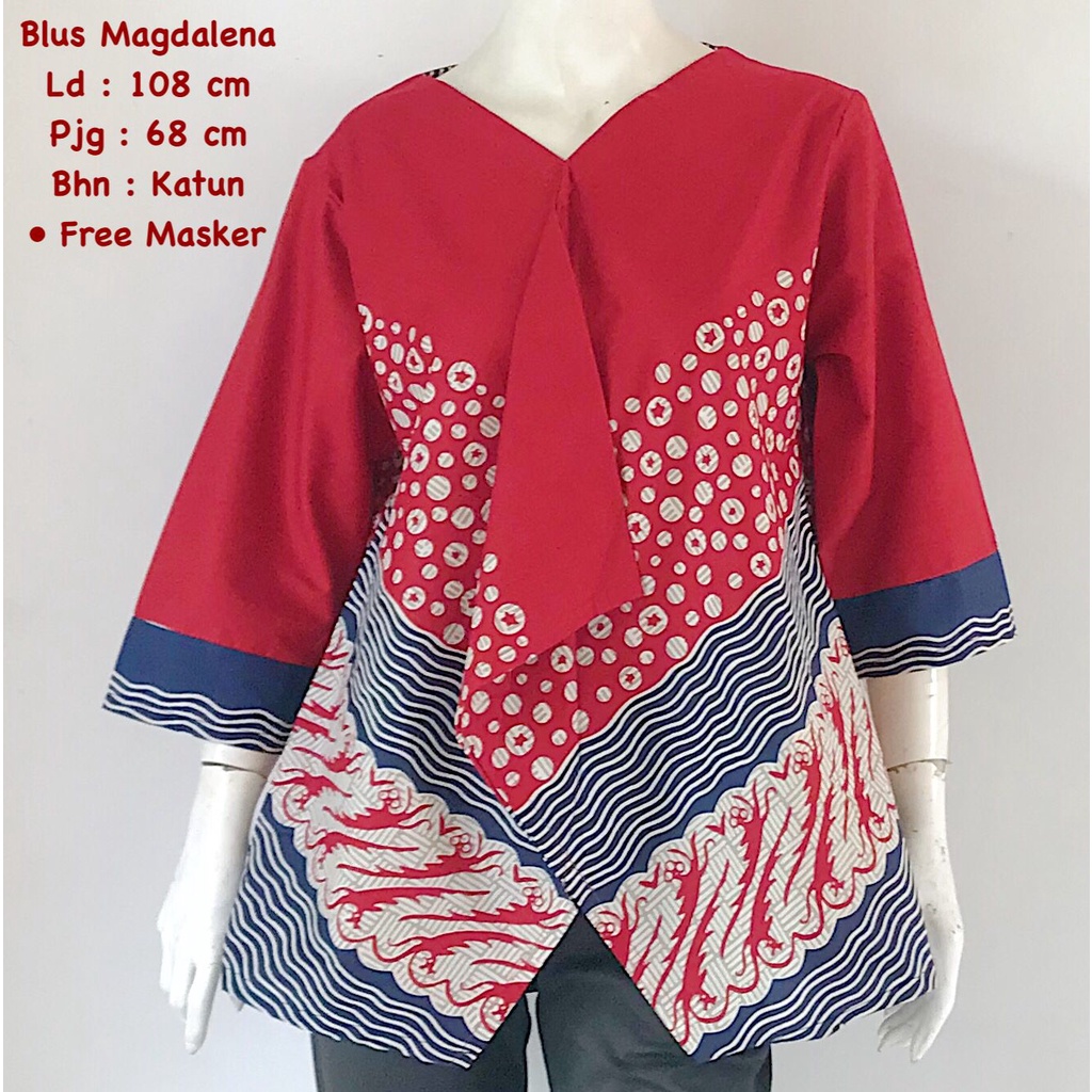 Blus magdalena batik solo atasan kerja blus wanita