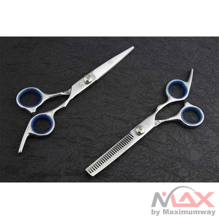 Biutte.co Gunting Rambut Salon &amp; Barbershop PROFESIONAL 6 Inch Profesional Stainless SteelBarber and hairdressing tool set flat tooth clipper curved finger rest scissors is highly polished Sharp 1 set Scissors hairdres 7.0 inch Professional pet scissors