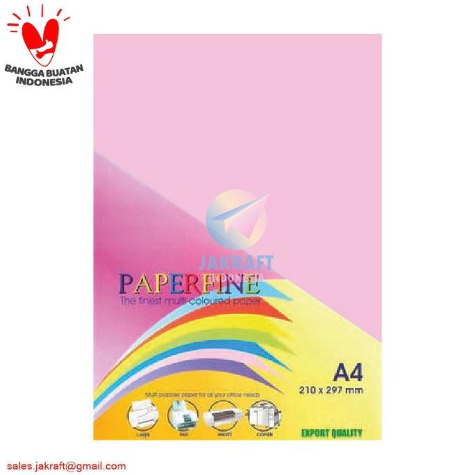 

KERTAS HVS WARNA 170 PINK A4 80 GRAM GSM ISI 25 PAPERFINE