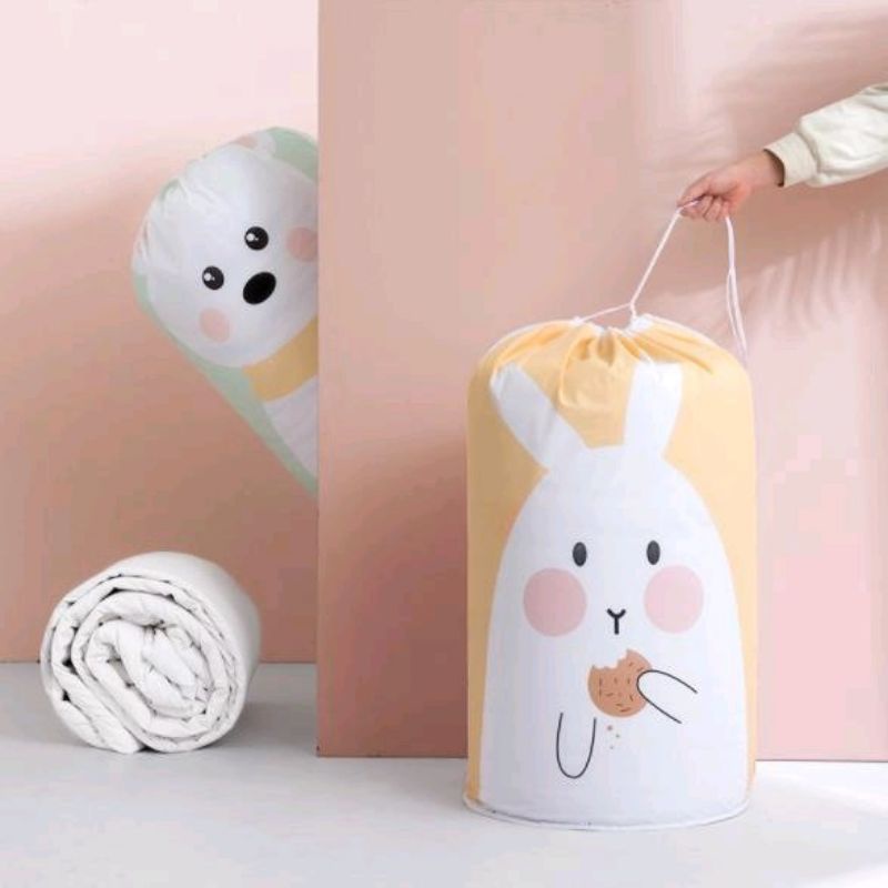 Tas Pouch Lipat Serut Bahan Tahan Air Tempat Penyimpanan Serbaguna Pakaian Boneka Mainan bantal selimut bedcover