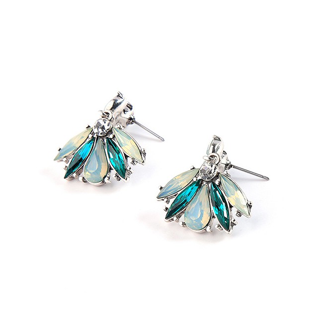 LRC Anting Tusuk Fashion Blue 925 Silver Needle Drop Diamond Stud Earrings F53466