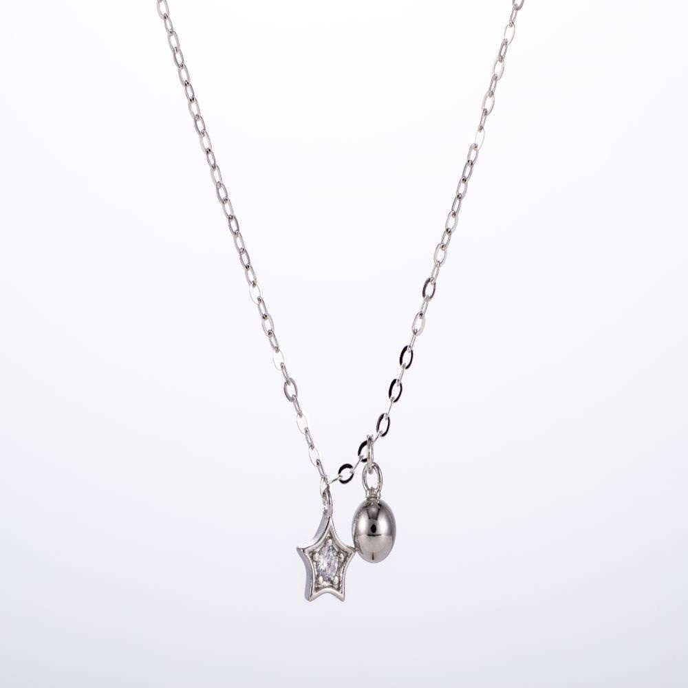 【COD Tangding】Kalung Rantai Pendek Liontin Bintang Dan Lonceng Gaya Retro Untuk Wanita