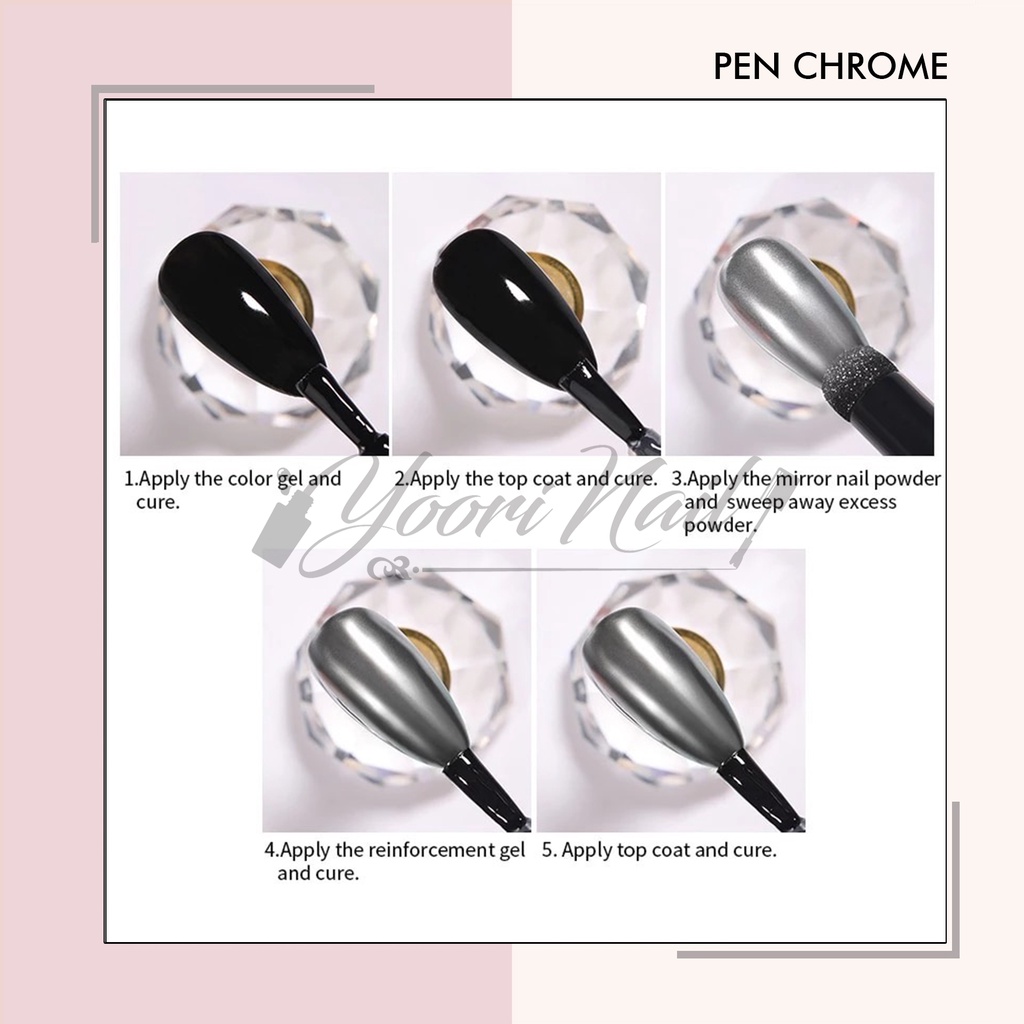 Pen chrome powder nail art mirror chrome nails powder silver gold silver holo