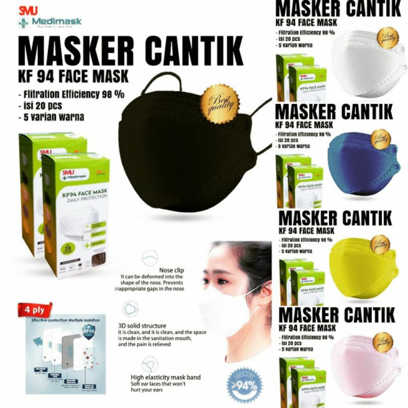 MEDIMASK Masker KF94 4PLY (disposable 1 box isi 20 pcs)