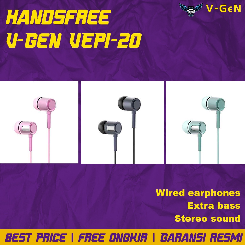 Earphone V-GeN VEP1-20 Wired Handsfree Headset Stereo Sound