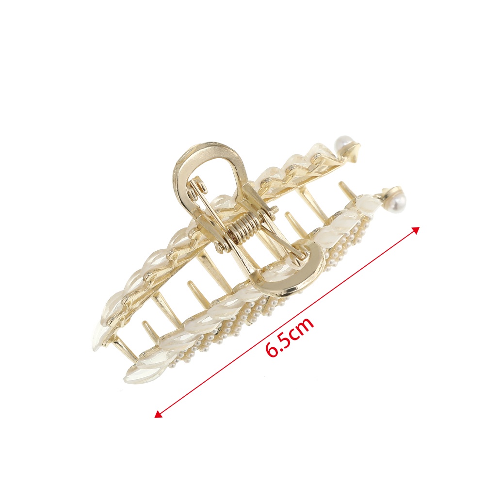 Jepit Rambut Bahan Metal Aksen Mutiara Dan Berlian Imitasi Untuk Wanita