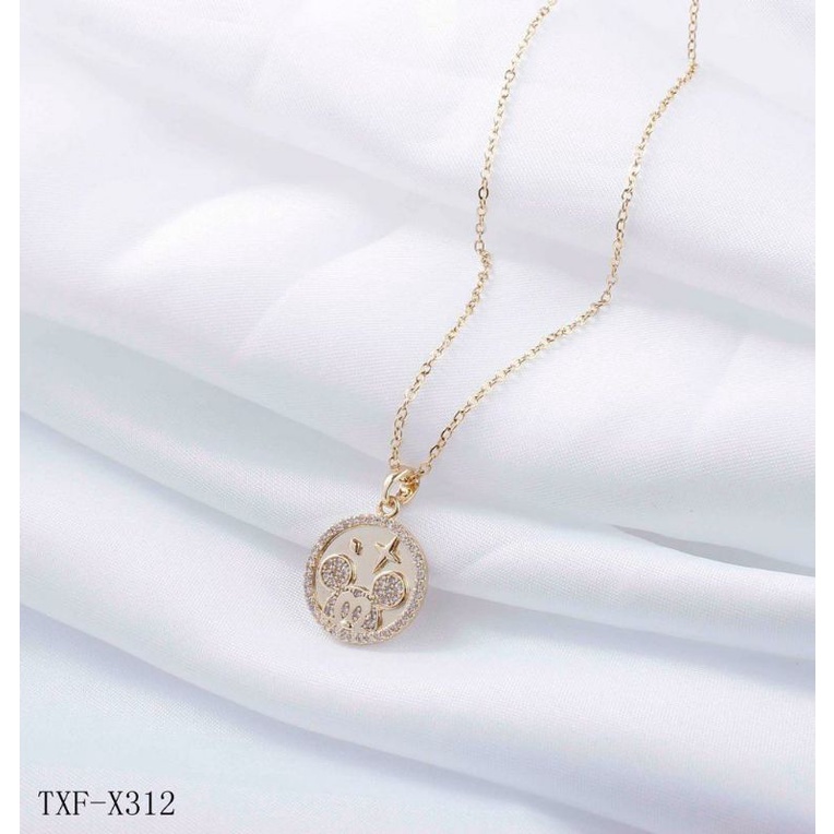 kalung titanium asli/perhiasan wanita lapis emas 24k