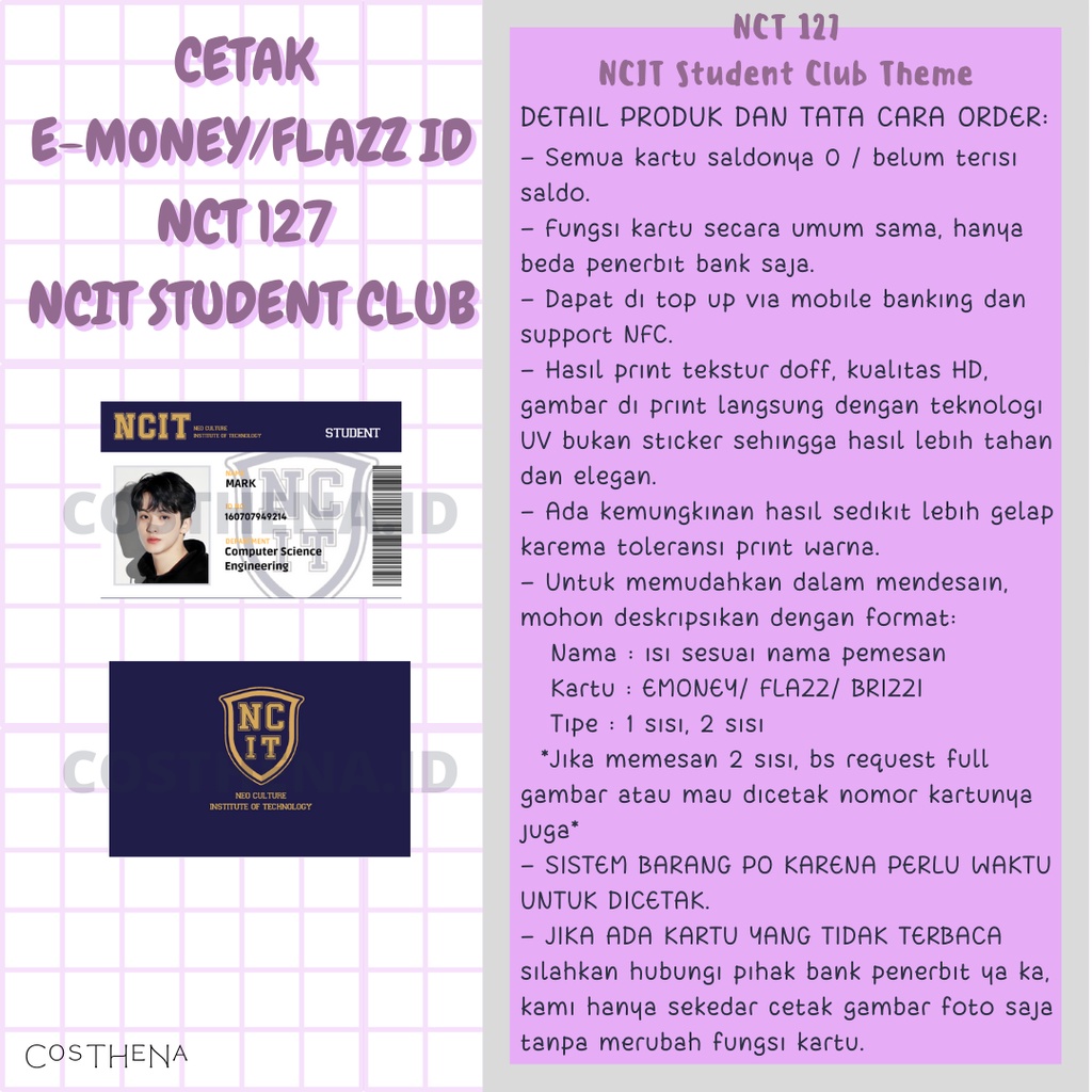 E-MONEY/FLAZZ/BRIZZI NCT 127 NCIT STUDENT CLUB CUSTOM