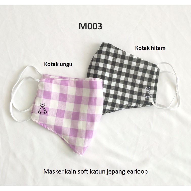 M003 - Masker Kain soft katun 2 Lapis Lembut motif polkadot anti debu Murah