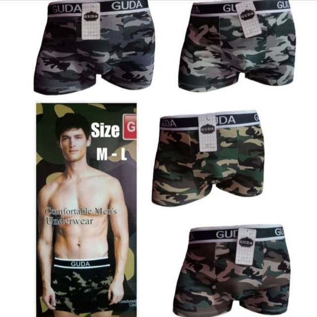 Celana Dalam Pria Motif Army - CD Boxer Pria Cowo Size L, XL & XXL