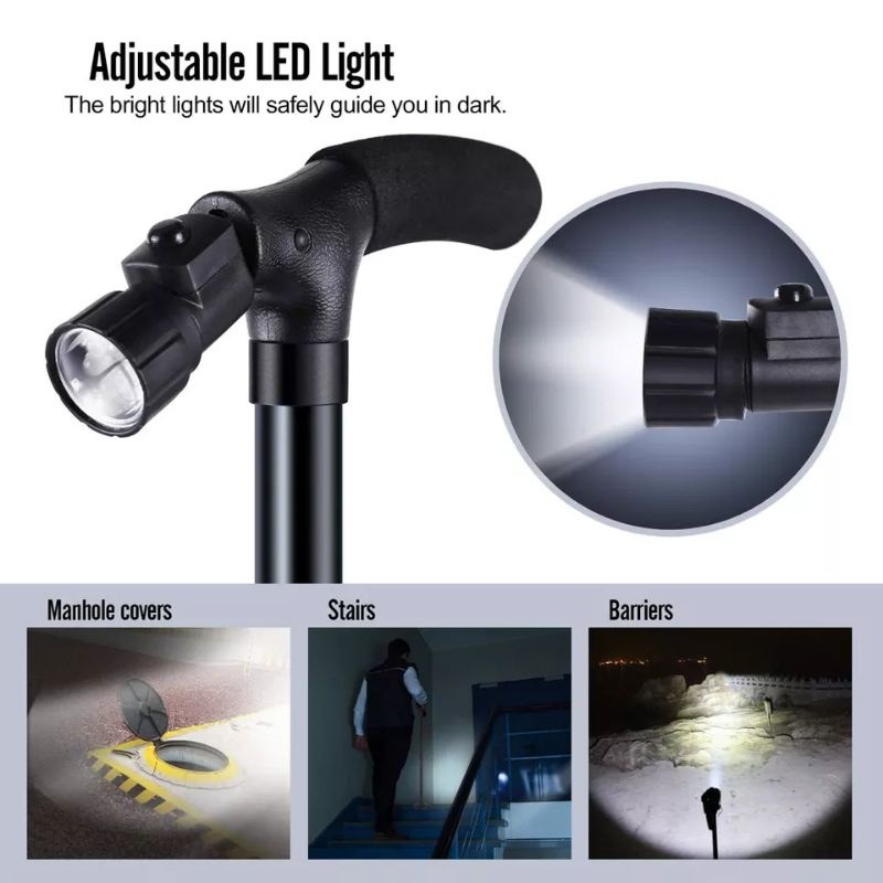 Tongkat Jalan Orang tua /Alat Bantu Jalan Orang Tua /Tongkat Jalan Lipat Lampu LED Trusty Cane