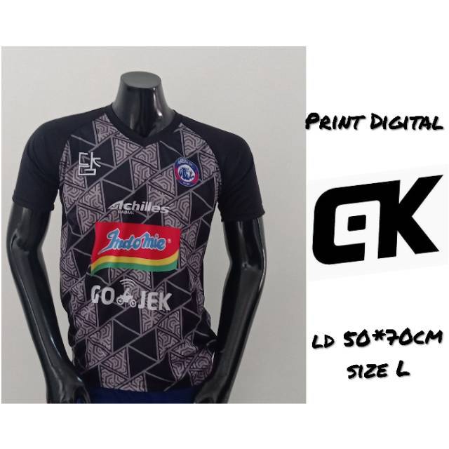 JERSEY PRINTING AREMA HITAM . JERSEY LIGA LOKAL FIT L