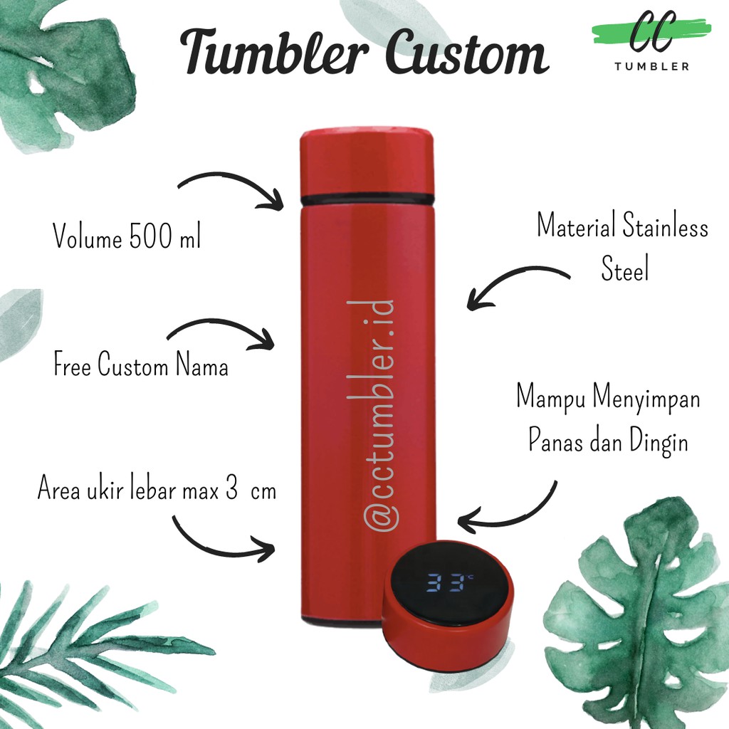 TUMBLER DIGITAL / DOFF / TUMBLER LED / SUHU / TERMOS / CUSTOM NAMA / TUMBLER CUSTOM / CUSTOM TUMBLER