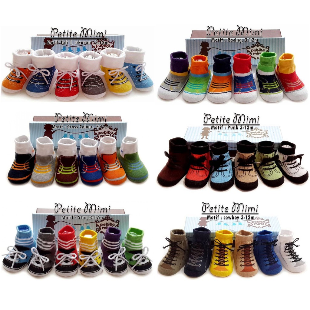 PETITE MIMI SATU BOX ISI 6 / KAOS KAKI BAYI / KAOS KAKI ANAK