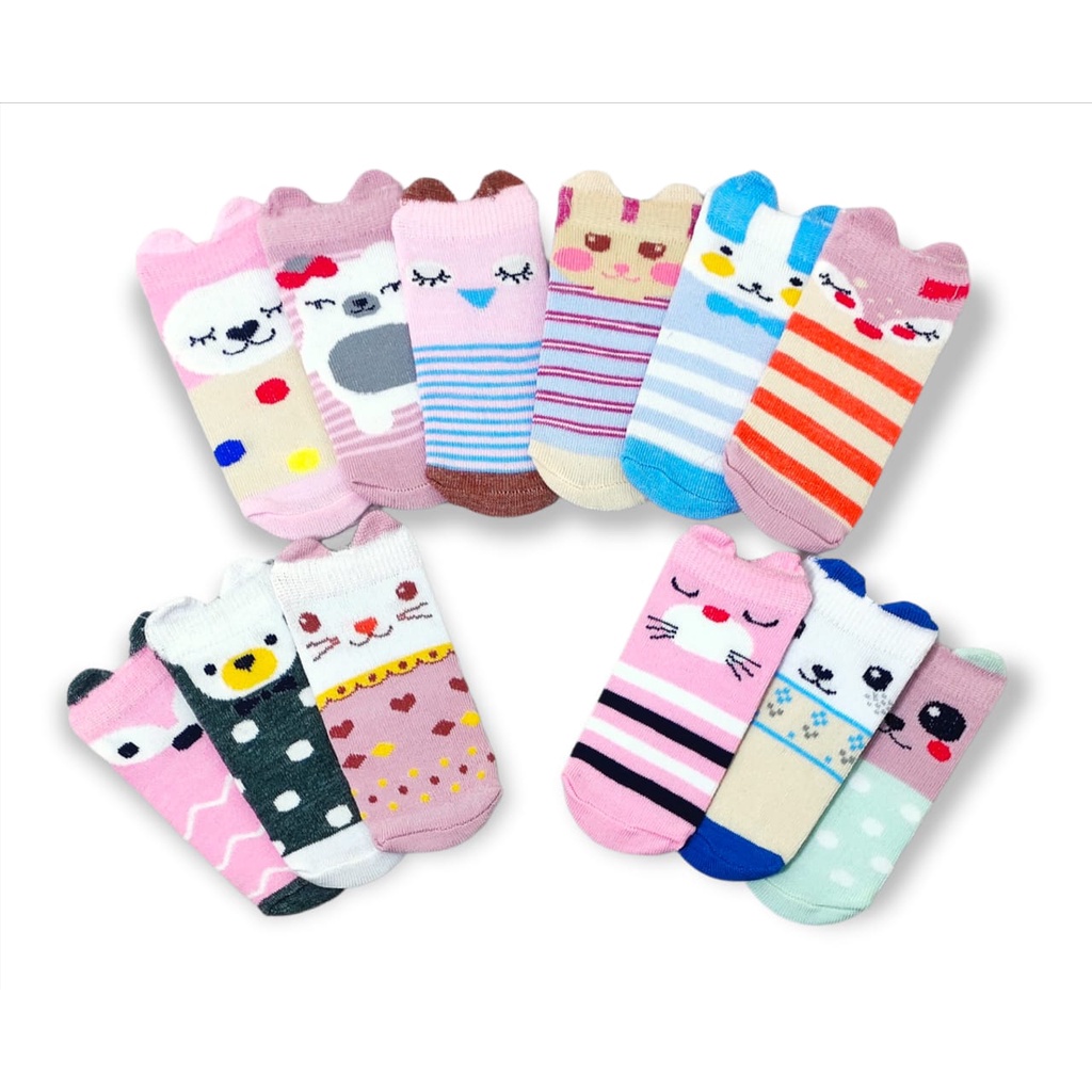 3 Pasang Kaos Kaki Bayi 3D Motif Animal BABY KINGDOM 0-6 Bulan SNI