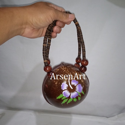 Tas Batok Tenteng / Handle Tas Batok Kelapa Bulat Tas Wanita Unik