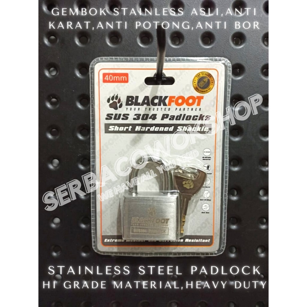 Blackfoot Gembok Putih 40 mm Stainless Steel Padlock Anti Karat Anti Potong Heavy Duty Termurah