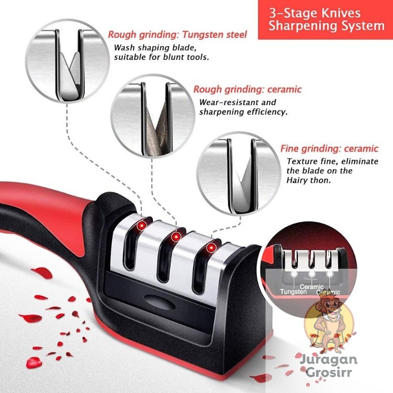 JG - PENGASAH PISAU - GUNTING -  ASAHAN - KNIFE SHARPENER SWIFT SHARP GAGANG MERAH