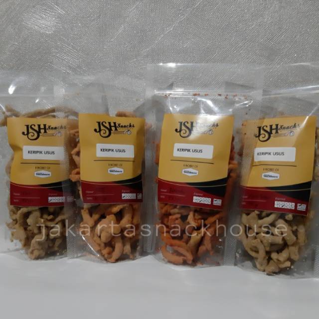 

KERIPIK USUS CEKER CRISPY PEDAS ASIN ORIGINAL BALADO BBQ AYAM BAKAR - JSH SNACKS