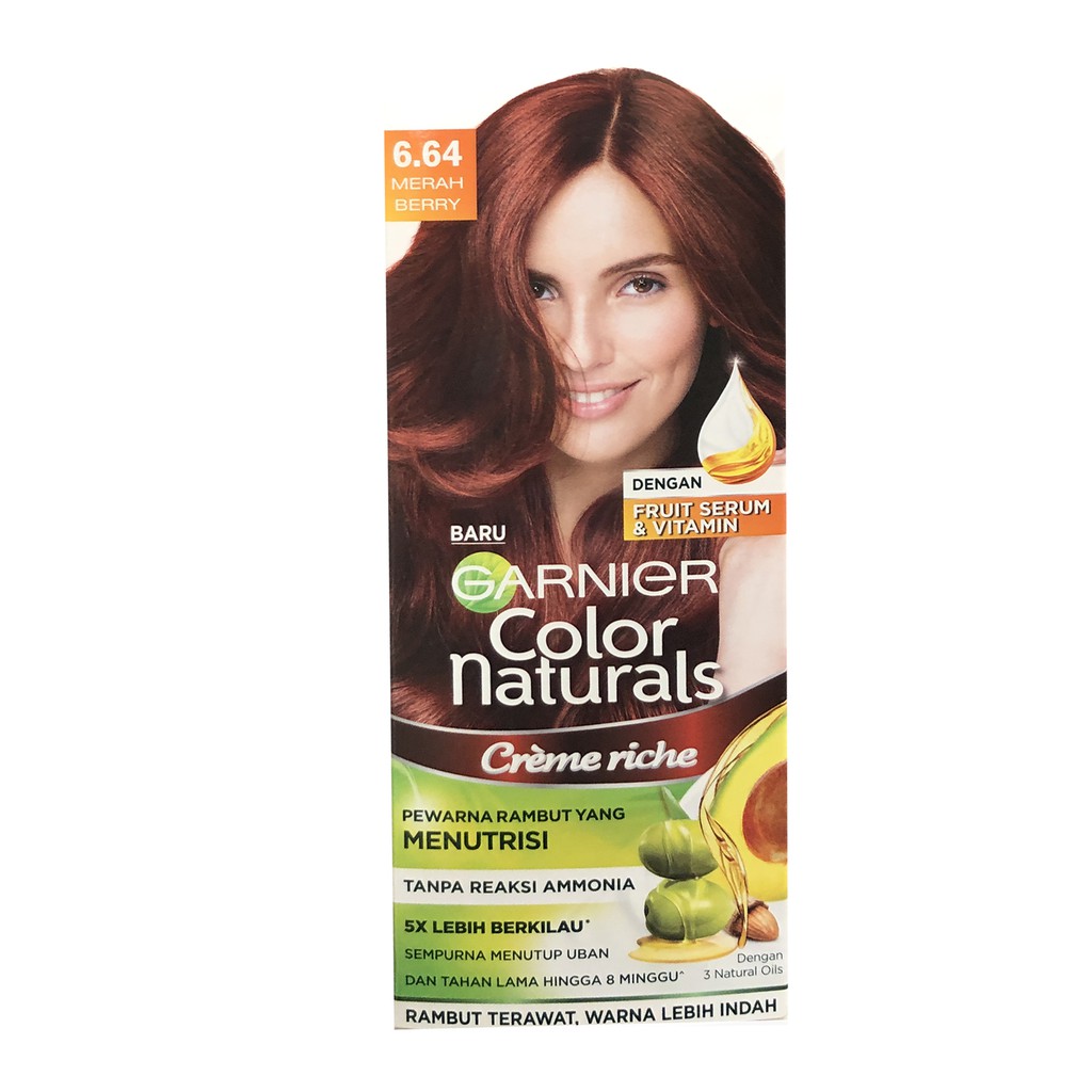 Garnier Color 6.64 Naturals Crime Riche Merah Berry Cat Rambut Merah Beri Hair Color Pewarna