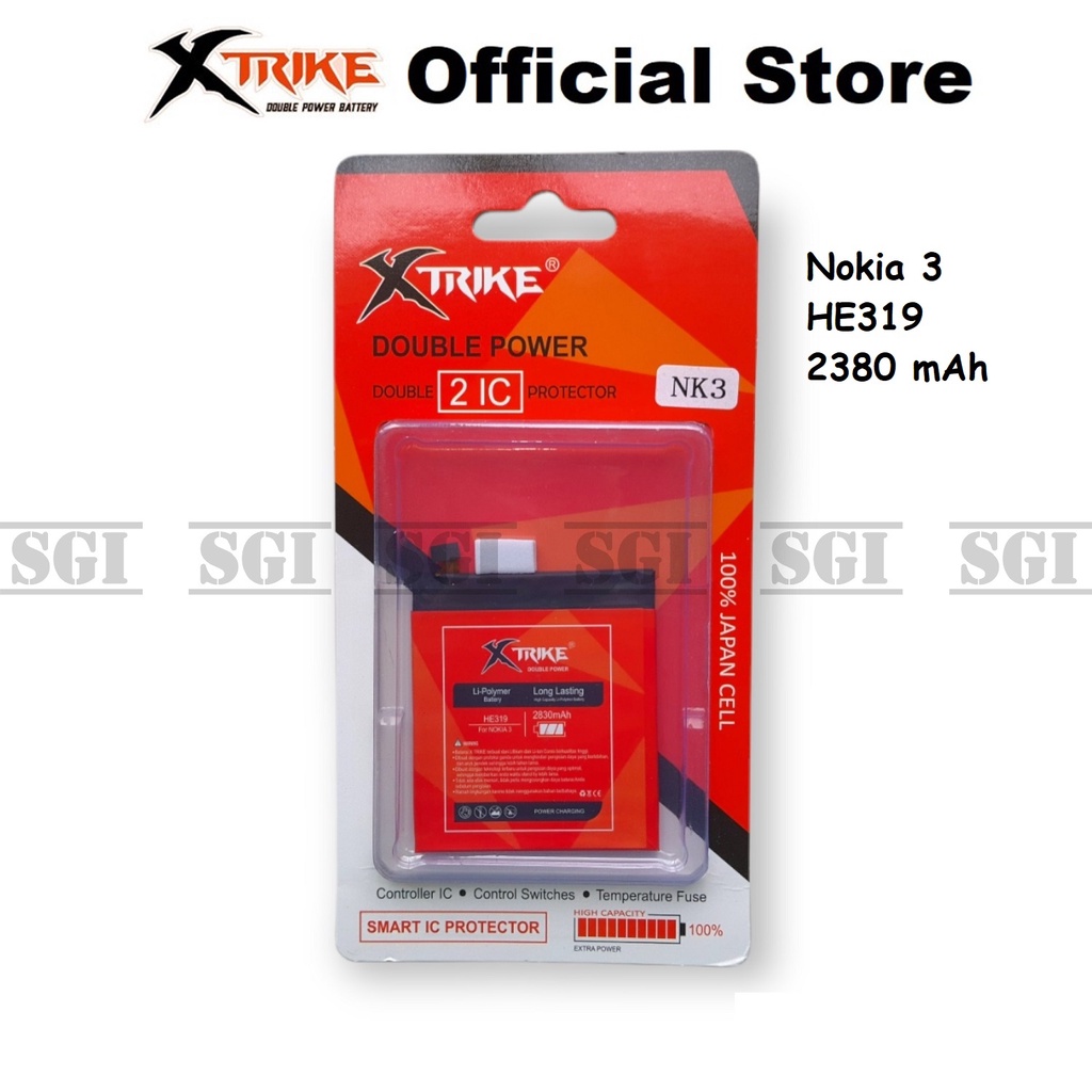 Baterai XTRIKE Double Power Original Nokia 3 HE319 HE330 Batre Batrai Ori Handphone HP Battery