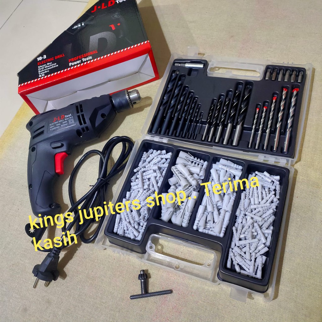 2PC JLD MESIN BOR 10MM BESI KAYU + MATA BOR SET DINDING BESI KAYU MESIN BOR 10 MM JLD 103