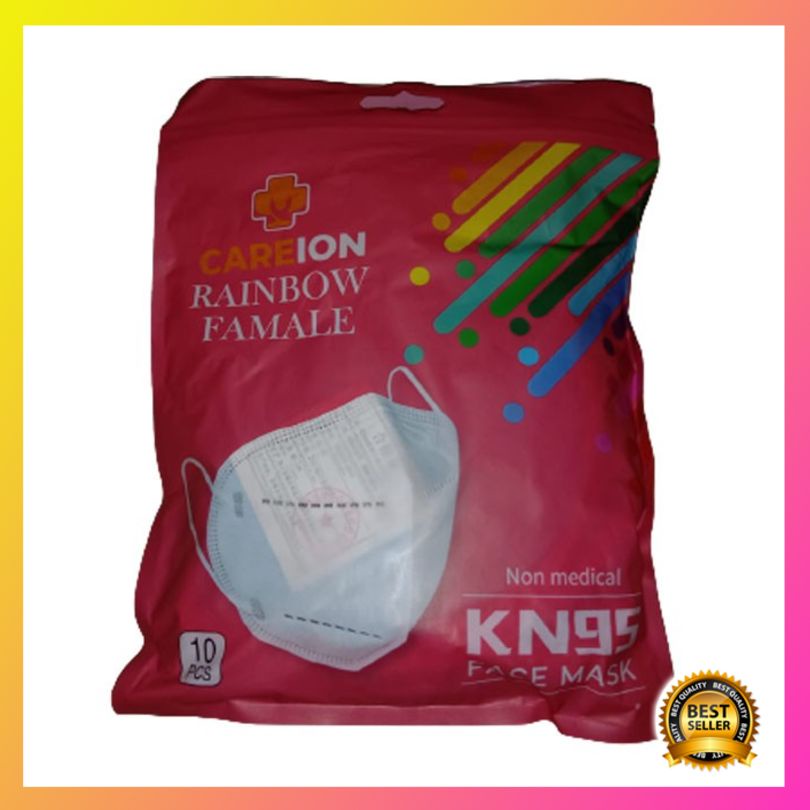 Diskon CAREION Masker KN95 Rainbow Warna Warni 5 Ply isi 10 Pcs N95
