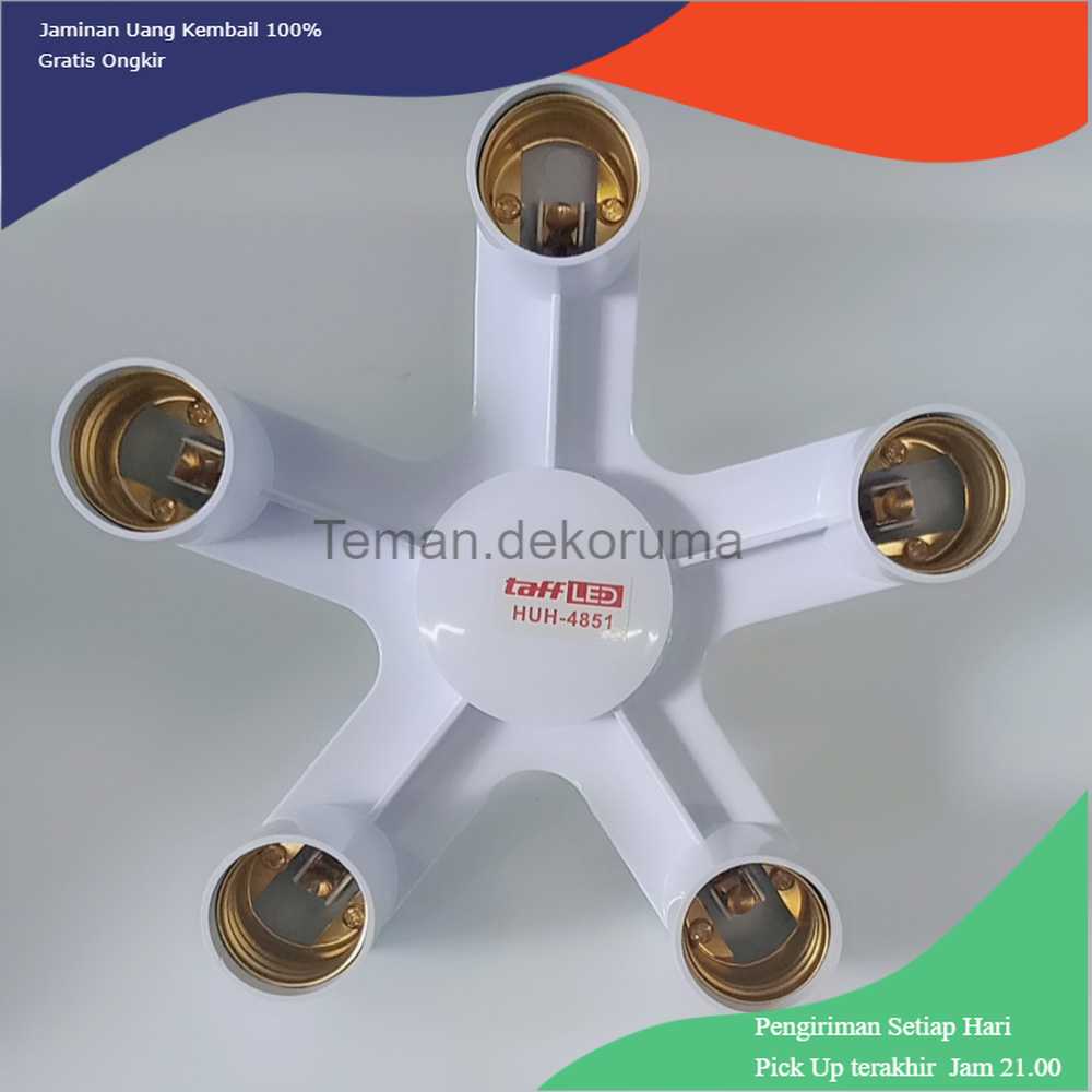 TD-DHA TaffLED Fitting E27 Cabang 5 Lampu Bohlam Studio - HUH-4851