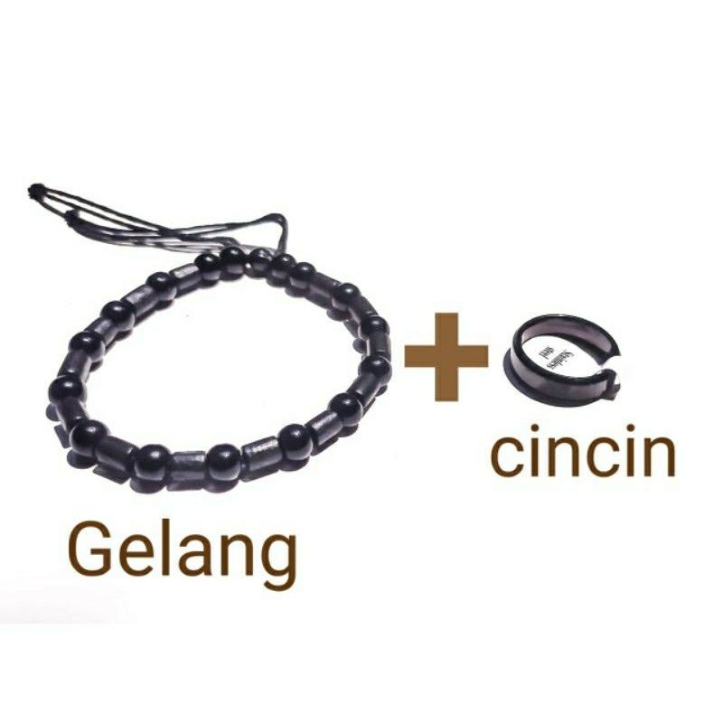 Gelang dan cincin warna hitam Paketan