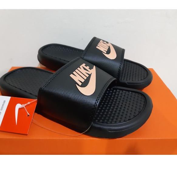 nike benassi black rose gold