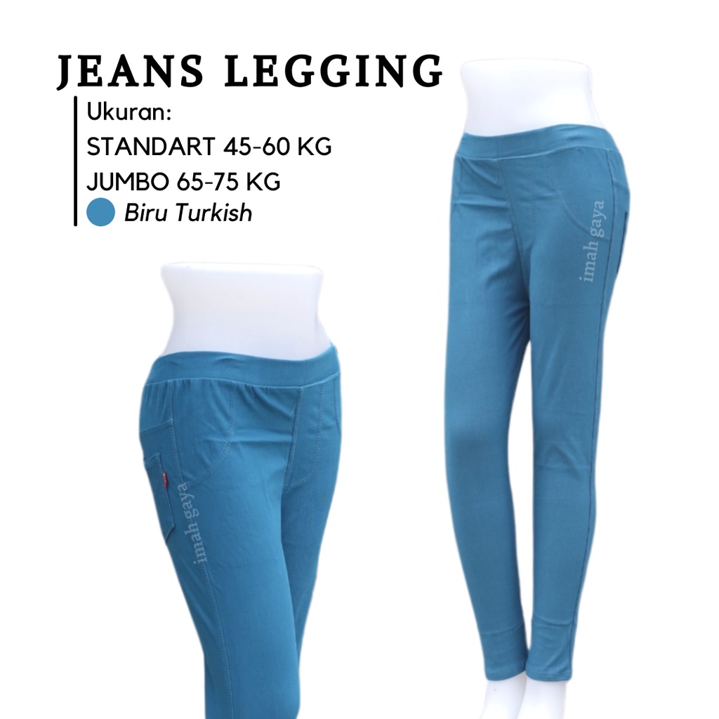 Celana Jegging Jeans Wanita Dewasa Standar &amp; Jumbo Polos Soft Jeans Jegging Polos