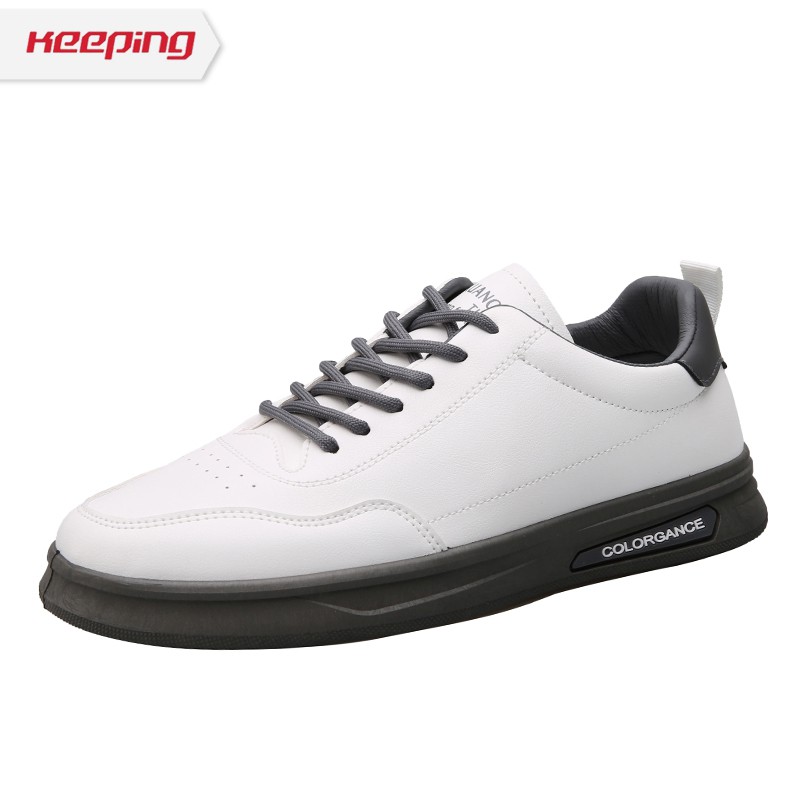 Keeping Sepatu Sneakers Pria Casual Running Sepatu Olahraga Outdoor Travelling Kuliah Kerja Putih KSC104-104 Abu Putih