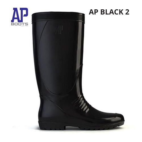 BISA COD - SEPATU BOOTS HITAM TINGGI - SEPATU BOOTS HITAM PANJANG - AP BLACK 2 25-27 - SEPATU BOOT KARET - FANZ STORE